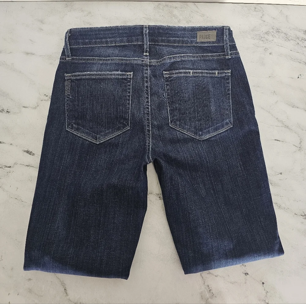 PAIGE Verdugo Ankle Distressed Mid Rise Dark Blue Skinny Jeans‎ 28 Preowned